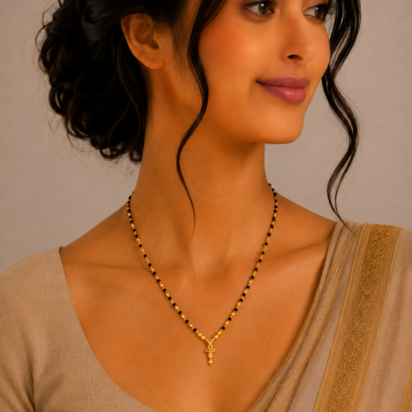 Traditional Short Gold Mangalsutra with Elegant Cross Pendant