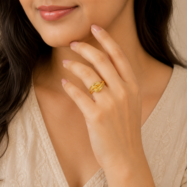 Designer Twisted Band Gold Ladies Ring
