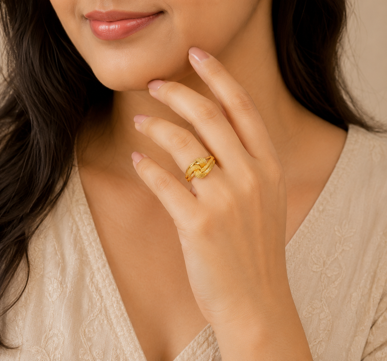 Designer Twisted Band Gold Ladies Ring