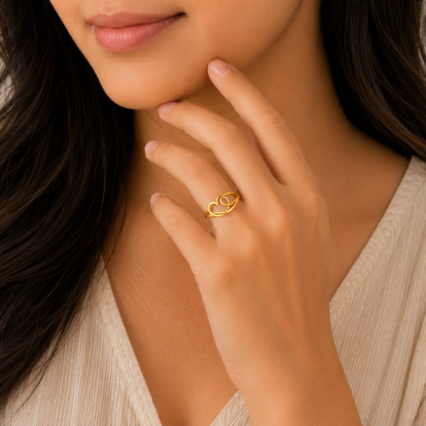 Modern Open Heart Gold Ladies Ring