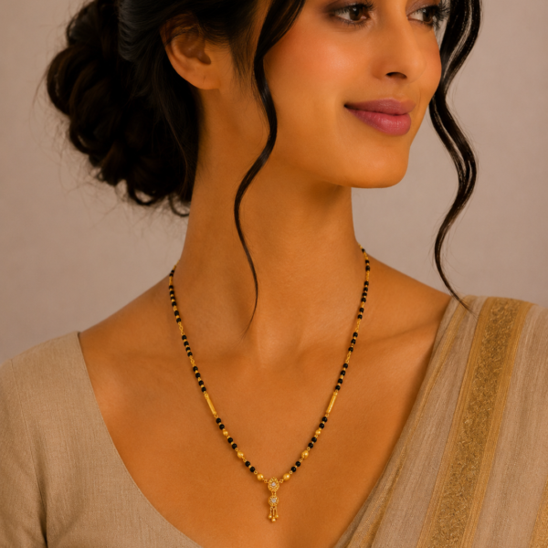 Royal Short Gold Mangalsutra with Ornate Traditional Pendant
