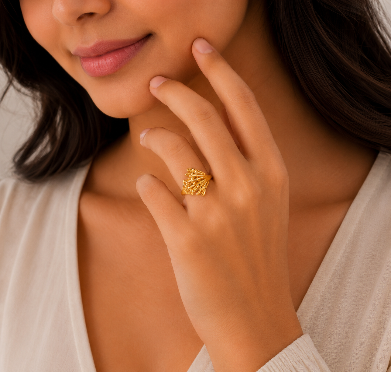 Designer Multi Strand Gold Ladies Ring