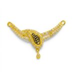 Elegant Royal Leaf Mangalsutra Pendant with Black Accent Designer Finish